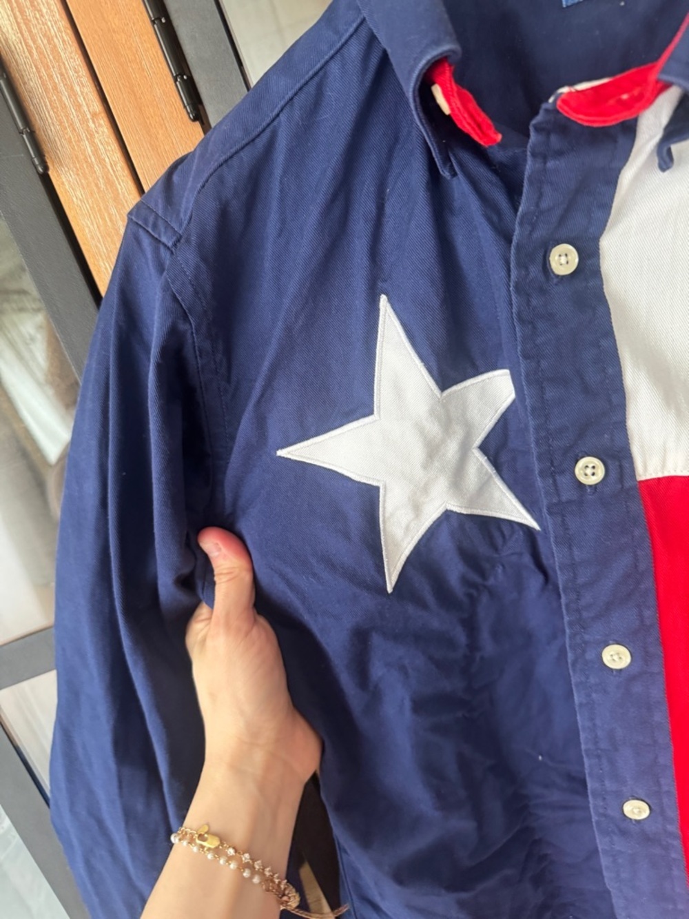 Vintage Texas Flag button down shirt long sleeve western lonestar state country - Picture 3 of 7